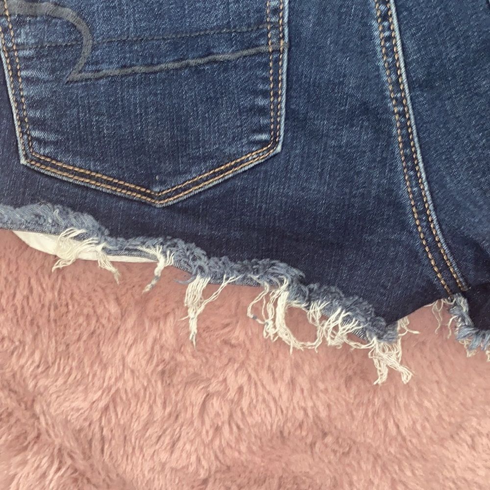 American Eagle Outfitters Hi-Rise Shortie Blue Denim Cutoff Shorts Modern - Picture 10 of 16